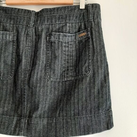 ORB / Herringbone Pattern Blue Jean Mini Skirt Retro Y2K Style Sz L - Picture 7 of 10